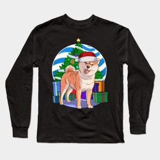 Shiba Inu Dog Cute Santa Christmas Gift Long Sleeve T-Shirt